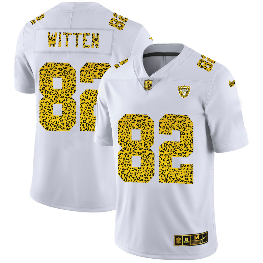 Las Vegas Raiders #82 Jason Witten Men Nike Flocked Leopard Print Vapor Limited NFL Jersey White->oakland raiders->NFL Jersey